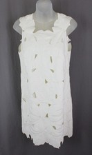 Halston Heritage Women's Ivory Perforated Sleeveless Lined Mini Dress Size 4