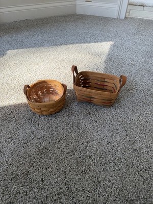 Set Of Two Longaberger Baskets, Heritage Tea basket & Button basket W/protector