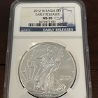 2012- (W) $1 American Silver Eagle - NGC MS70 First Releases Blue Label — photo 1