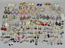 Vintage Modern Earrings Lot Pierced Glass Lucite Flower Dangle Drop 100 Pairs