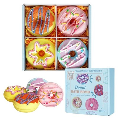 Donut Bath Bombs Gift Set   4 Piece Handmade Organic Bath Bomb Kit with Essen...