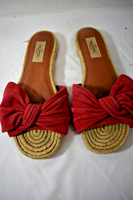 Valentino Red Suede Sandals Size 37 /7 US On Sale sf