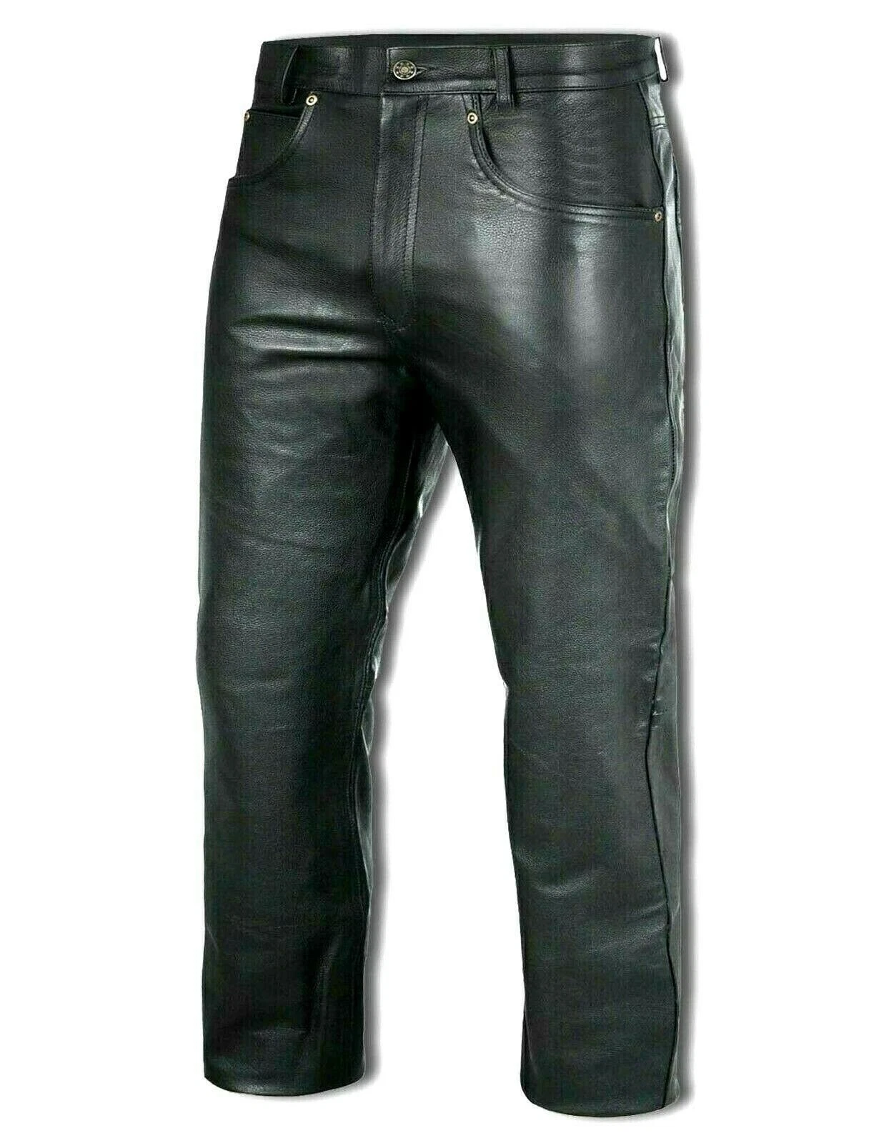 Men's Motorbike Real Sheepskin Leather Pants 5 Pocket Black Leather Pant
