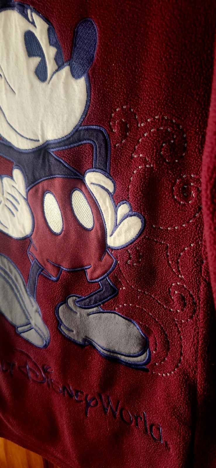 Disney Parks Walt Disney World Mickey Mouse Maroon Ladies L Fleece Jacket. image 7