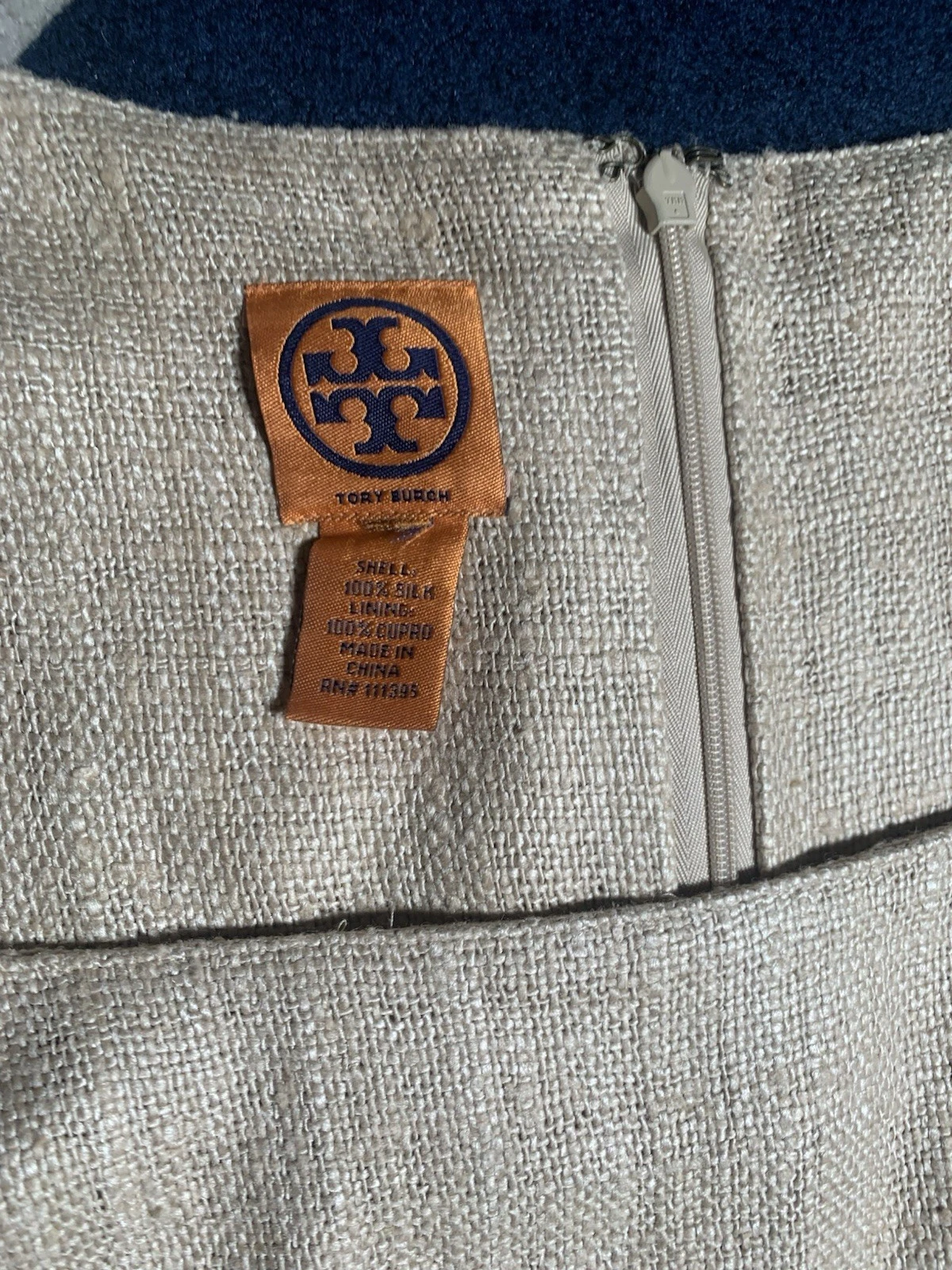 Abito donna foderato Tory Burch beige lino seta M ?
