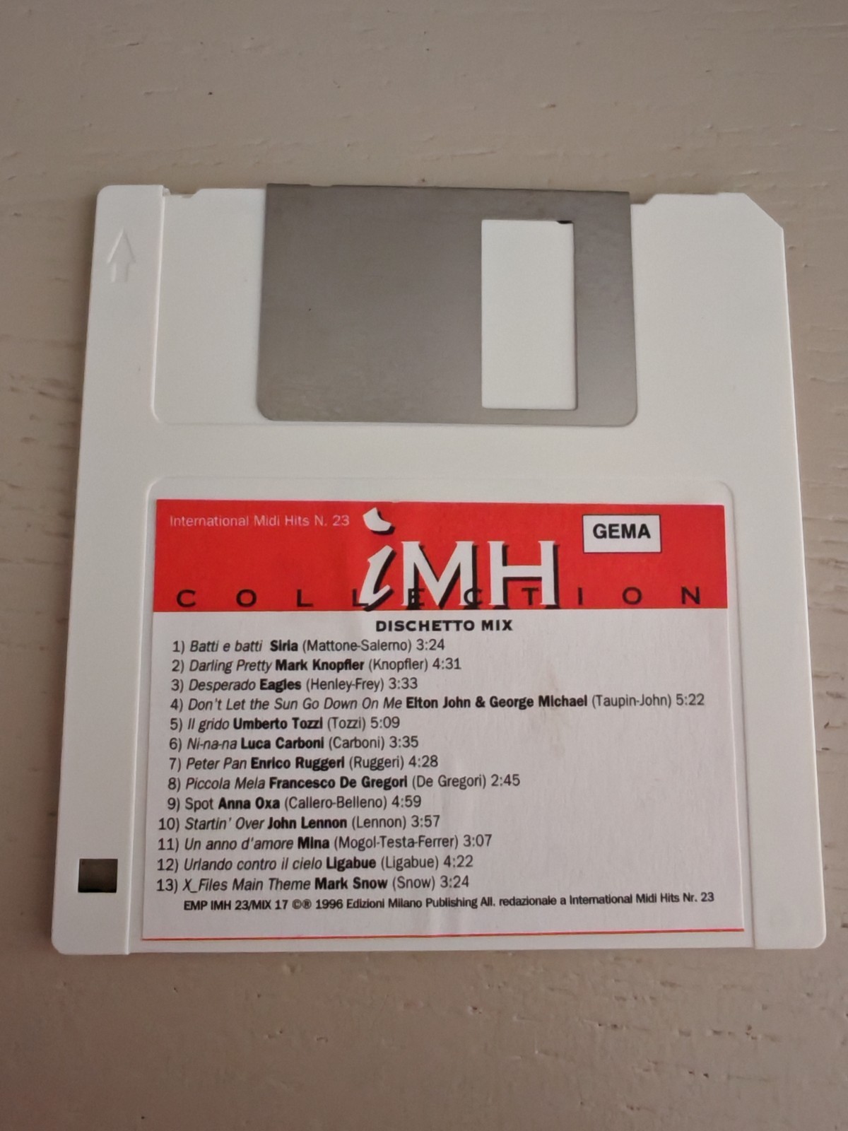 Floppy Disk 3.5" MIDI IMH N.23 Dischetto Mix Elton John Eagles Ligabue Lennon