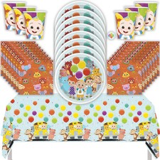 Cocomelon Birthday Party Kit with Tablecloth, Plates, Napkins, Cups,  Sticker