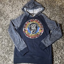 Gas Monkey Garage Graffiti Spark Plug Gear Logo Hoodie Mens S Blue Sweatshirt