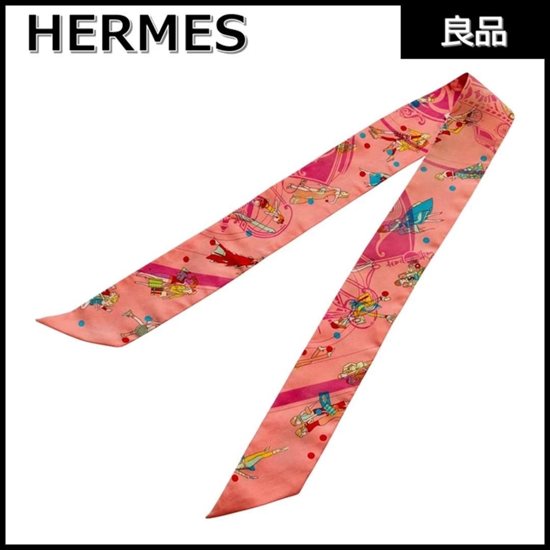 Hermes — HERMES Twilly Scarf Ex-Libris Les Parisiennes Silk Pink Multi SR1663