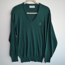 IZOD Vtg 80s Green V Neck Pullover SWEATER Men's L