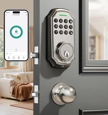 Keyless Entry Door Lock with 2 Knobs-Smart Deadbolt, App Control,100-Code Keypad