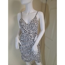 Aqua Womens Leopard Print Faux Wrap Mini Dress Black White Large Adjustable