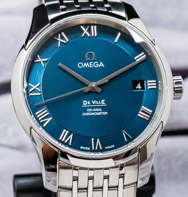 Omega De Ville 41mm Blue Dial Papers Co-Axial Chronometer 431.10.41.21.03.001