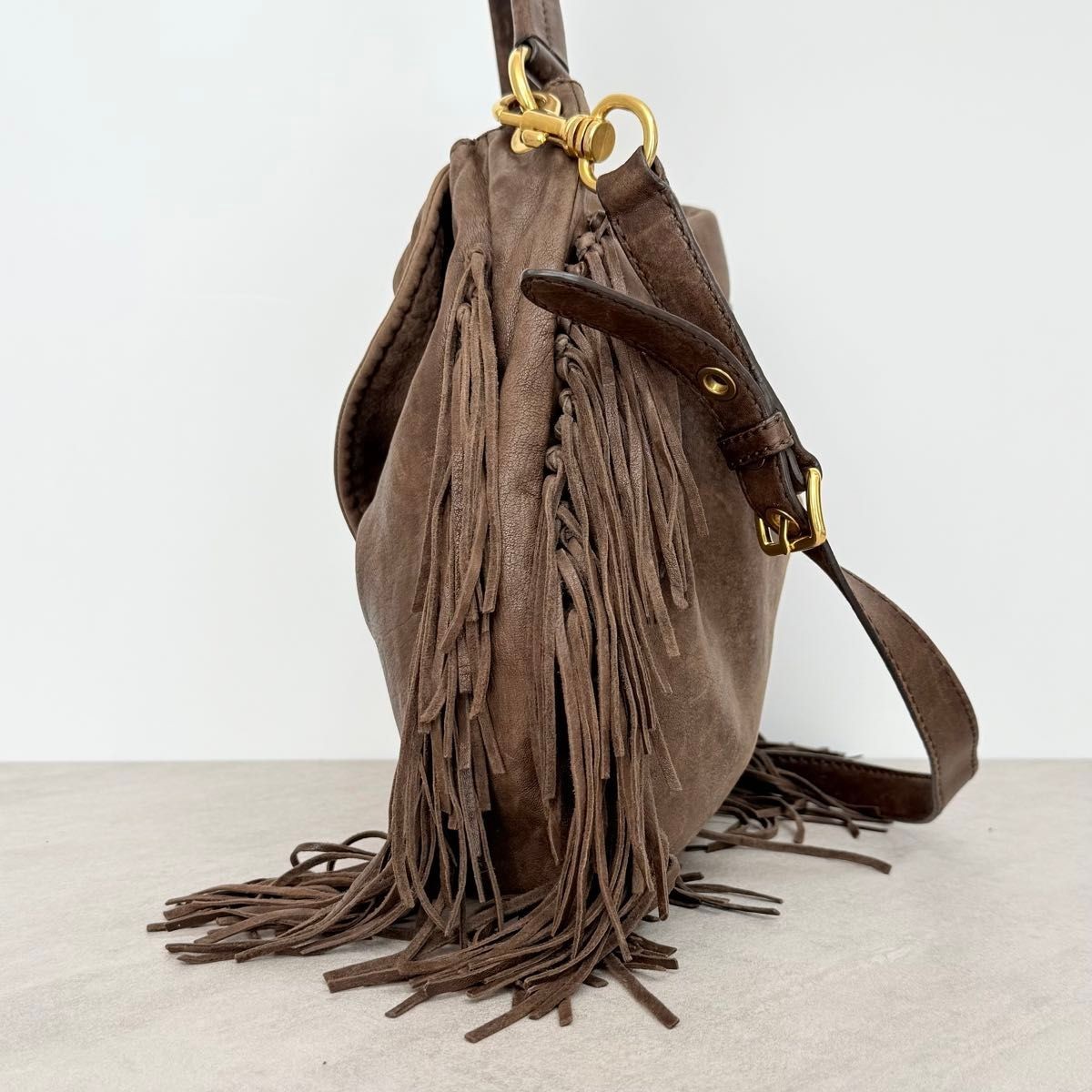 MIU MIU Archive Torebka Hobo Fringe Bag Shoulder Bag Leather