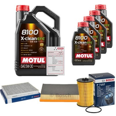 BOSCH Inspektionspaket 9L MOTUL 8100 X-CLEAN EFE 5W-30 für VW Multivan VI 2.0