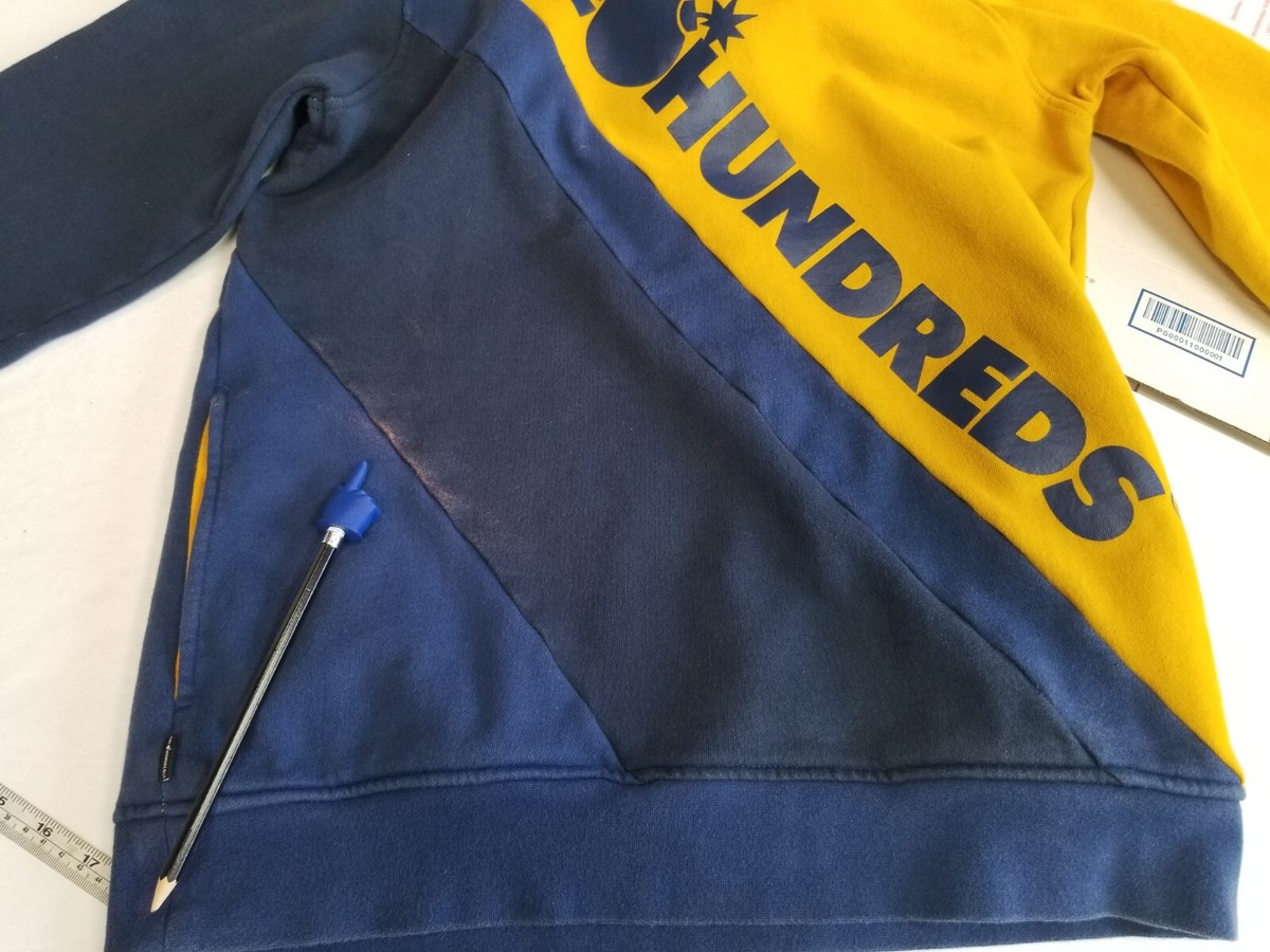 The Hundreds Hoodie Mens Small Blue Yellow Sweatshirt Long Sleeve