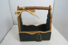 Handmade Evergreen Wood Birch Magazine Rack Lodge Green 13 X !2 X 6 inches