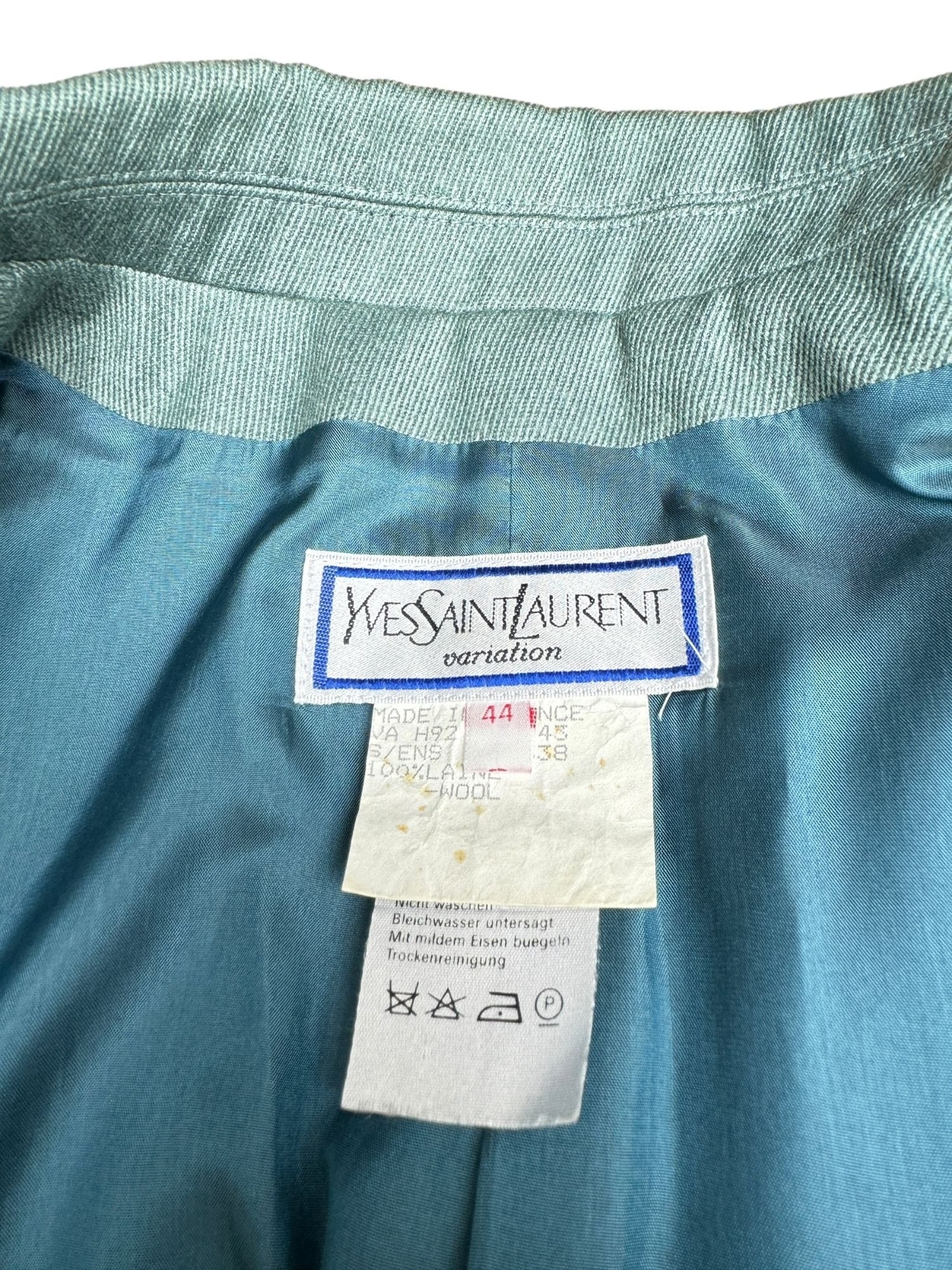 Giacca blazer lana verde Yves Saint Laurent vintage inverno 1992 taglia 44 vestibilità L