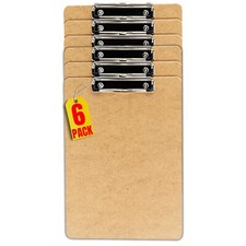 Legal Size Clipboard 15.5" x 9" Hardboard with Low Profile Clip Brown 6 Pack