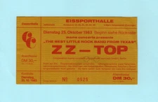 ZZ Top 1983 Concert Ticket Stub Berlin, Germany, Eliminator Tour