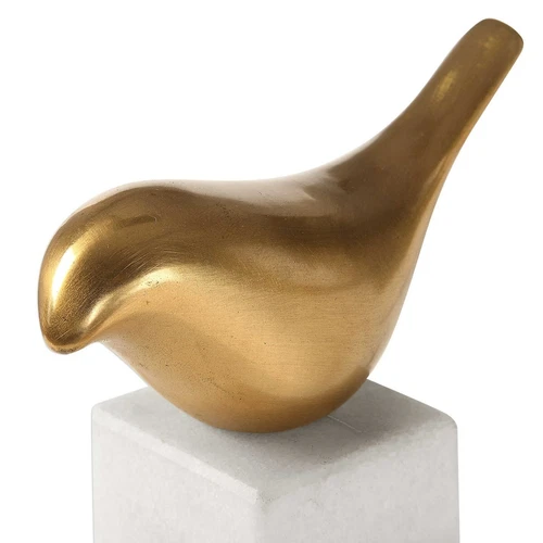 Songbirds Sculpture Statue Modern Art Brass On Marble Base ~ Uttermost 18603 - Picture 5 of 5