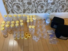 Medela Bottles Lot: extra shields, bags, nipples, colostrom bottles