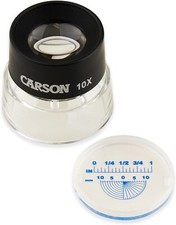 Carson LL-20 10x LumiLoupe Stand Magnifier Loupe with Snap On Measurement Retic
