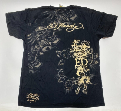 エドハーディ Authentic New Vintage Men's Ed Hardy T-shirt Sex/Sin Black Size: S