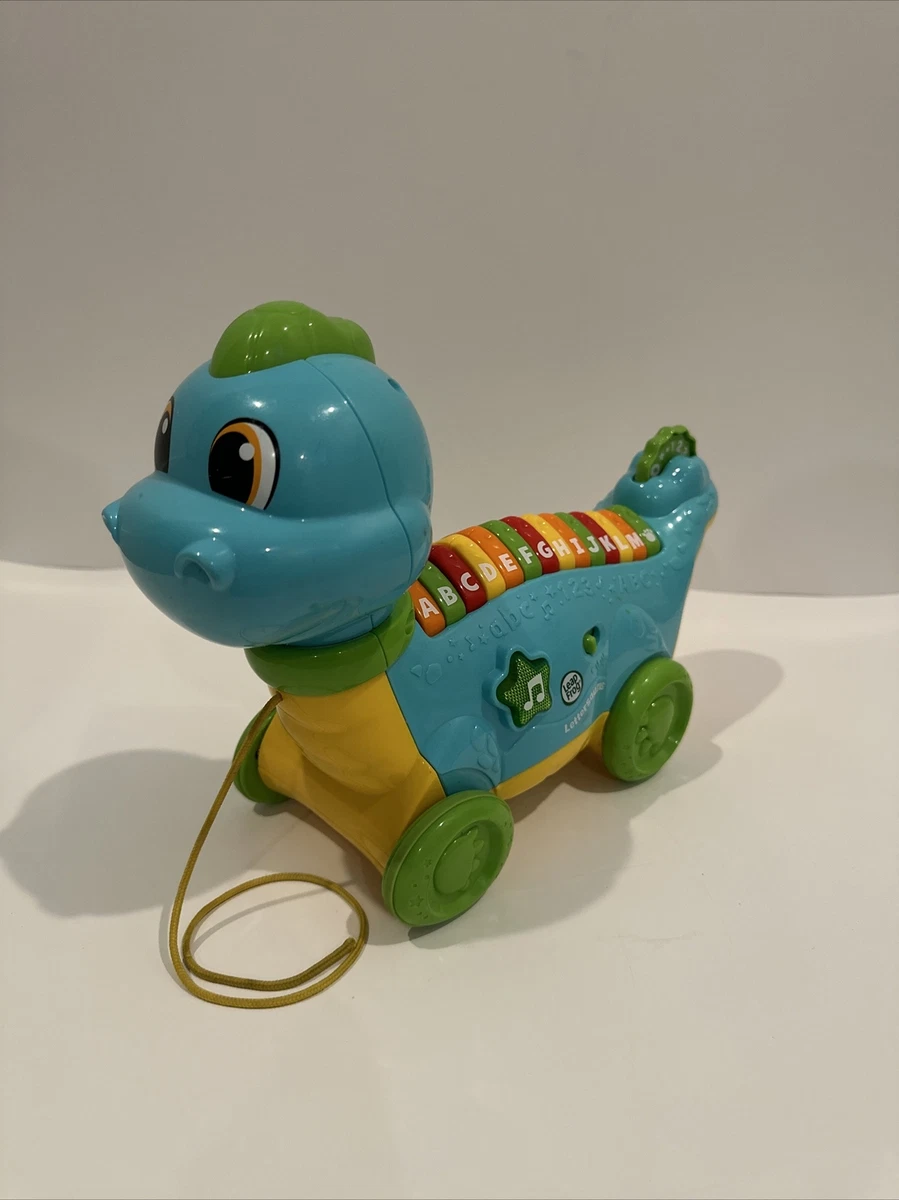 LEAPFROG Lettersaurus Learning Dinosaur Leap Frog Teal ABCs Alphabet Pull Toy