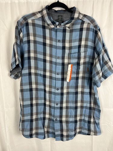 Merrell Shirt Mens Extra Large Reversible Plaid Blue Multicolored Button Up