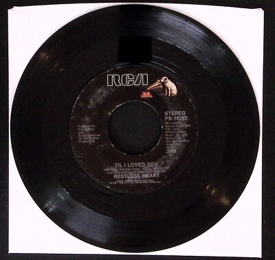 RESTLESS HEART SHAKIN' THE NIGHT AWAY/TIL I LOVED YOU VINYL 45 VG 36-12