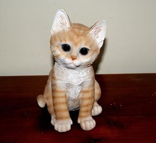 Sitting Orange Tabby Kitten Poly-resin with Glass Eyes. 8” tall