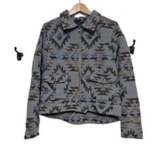 Stetson Jacket Woman Medium Gray Aztec Southwest Cowgirl Rodeo Ranch Wool Blend