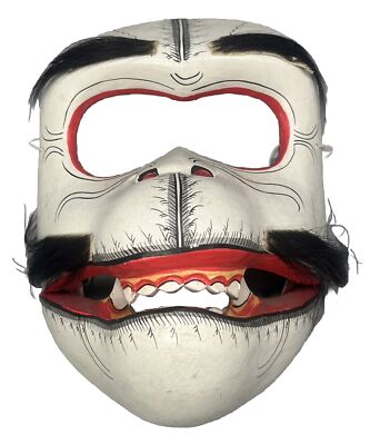 Wooden Hand Carved Monkey Mask Hair Fur Painted Teeth Articulating Vtg *See