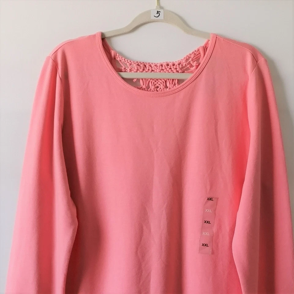 Camiseta Ideology Feminina Beijo de Pêssego Rosa Gola Redonda Crochê Costas Tamanho XXL - Imagem 2 de 4