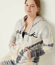VICTORIA'S SECRET PINK EVERYDAY LOUNGE PERFECT FULL-ZIP HOODIE Tie Dye S NWT