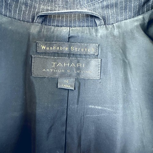TAHARI by Arthur S. Levine Größe 14 gefüttert schwarz mit Nadelstreifen passend Blazer & Rock - Bild 7 von 18