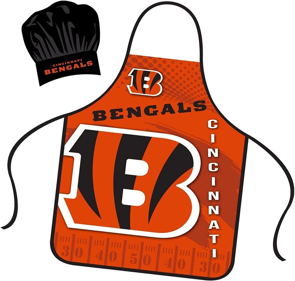 Cincinnati Bengals Apron Chef Hat Set Full Color Universal Size Tie Back...
