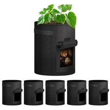 5-Pack 10-Gallon Potato Grow Bags Access Flap and Visual Window for Tomato