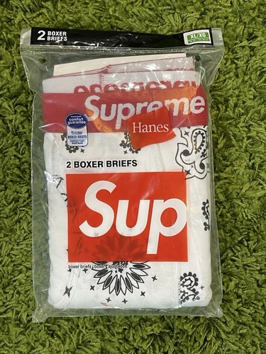 Lot de 2 boxers bandana blanc Supreme Hanes SS24 homme taille XL