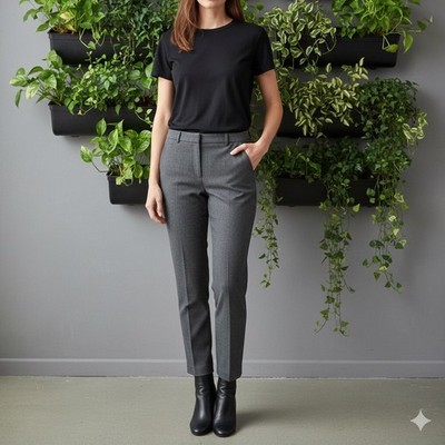 HUGO BOSS Womens Grey Wool Dress Pants Tailored Fit Career Office Size US 6