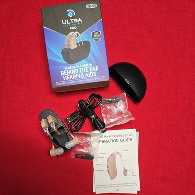 Ultra Pro Hearing Aids Bluetooth Enabled Rechargeable Noise Canceling Pair New