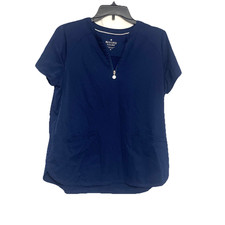Beyond Scrubs Top Women's Size M Navy Blue V Neck