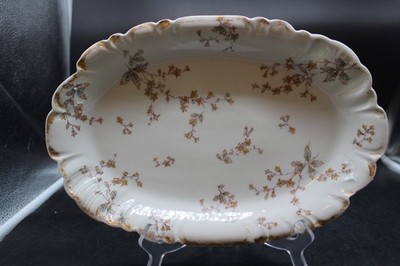 CFH-GDM Haviland Limoges Pink Floral Platter 12.5 inch ~ Antique ~ Gold Trim