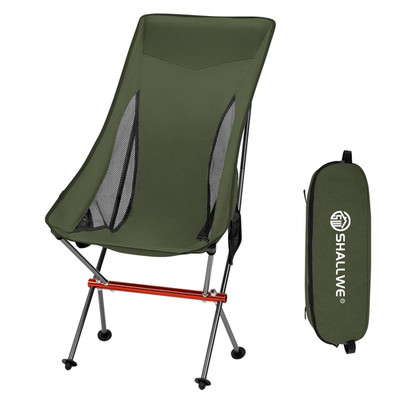 Shallwe Lightweight Highback Camping Chairs All Aluminum Frame Portable Folding