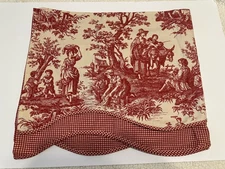 Waverly Red Toile French Country Life Valance Scalloped Layers Red Gingham