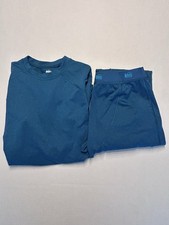 REI Midweight Base Layer Set Teal Blue Canyon Kids Medium Long Sleeve Top Pants