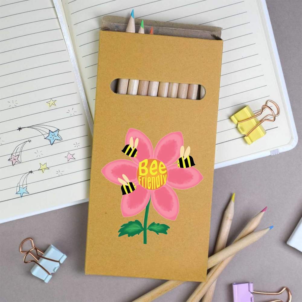 12 x 'Bee Friendly' Long 178mm Coloured Pencils / Pencil Set (PE00079533)