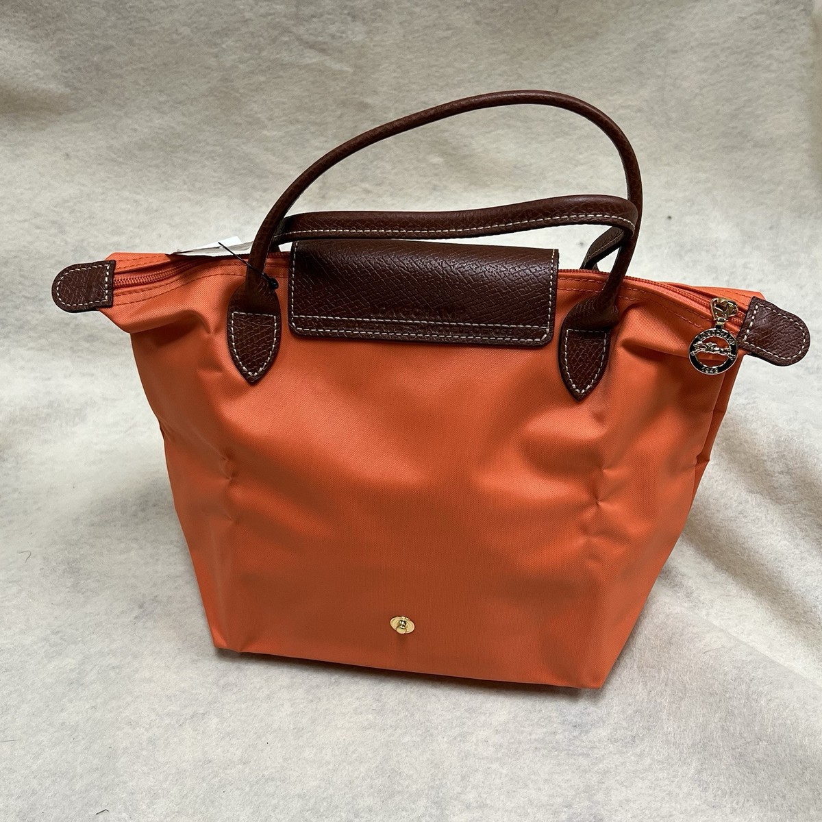 Longchamp Le Pliage Small Tote Bag Orange Nylon Brown