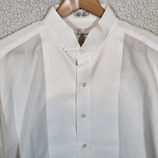 CHAPLIN Mens White Cotton Blend Long Sleeve TUXEDO Dress Shirt Size XL 32/33 